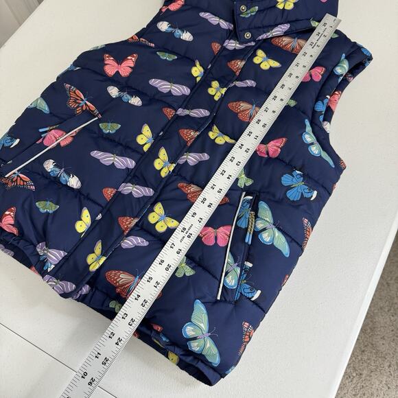 Mini Boden Girls Jacket 11-12 Blue Butterfly Padded Convertible Vest Fleece Line - Picture 6 of 14